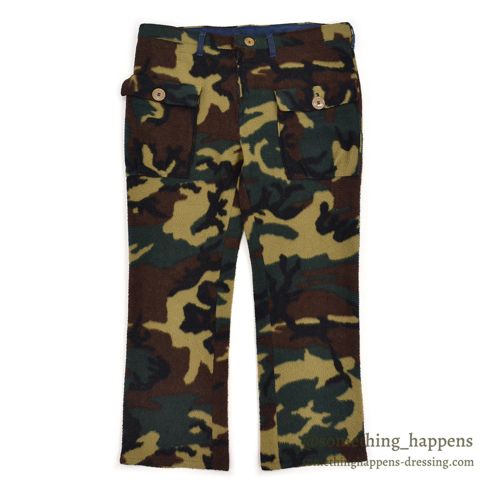 1980's HAND MADE WOODLAND CAMO FLEECE PANTS...W37/L27