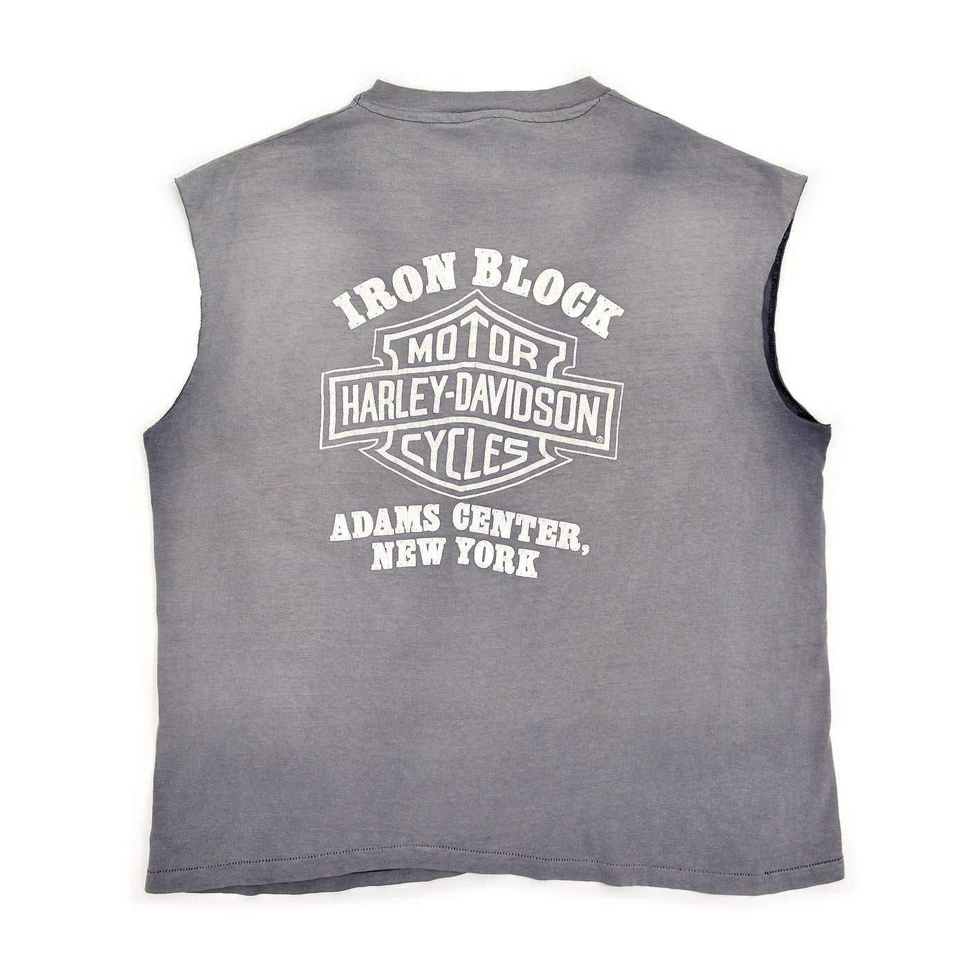 1980's~ HANES HARLEY DAVIDSON CUT-OFF SLEEVELESS TEE / SUN FADED ... XL