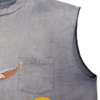 1980's~ HANES HARLEY DAVIDSON CUT-OFF SLEEVELESS TEE / SUN FADED ... XL