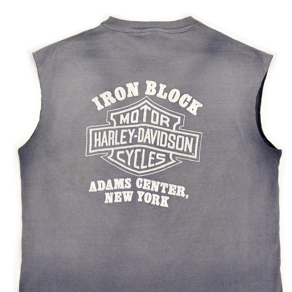 1980's~ HANES HARLEY DAVIDSON CUT-OFF SLEEVELESS TEE / SUN FADED ... XL