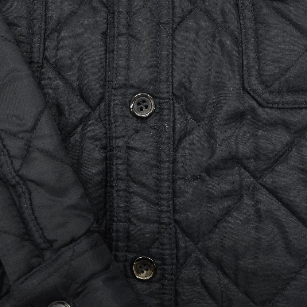 ~1990's HELLO HELLO BLACK QUILTING WORK SHIRT / CHIN STRAP ... M
