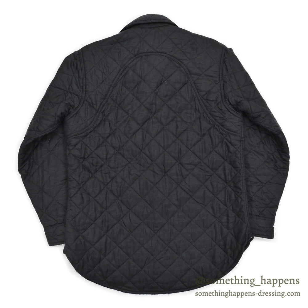 ~1990's HELLO HELLO BLACK QUILTING WORK SHIRT / CHIN STRAP ... M
