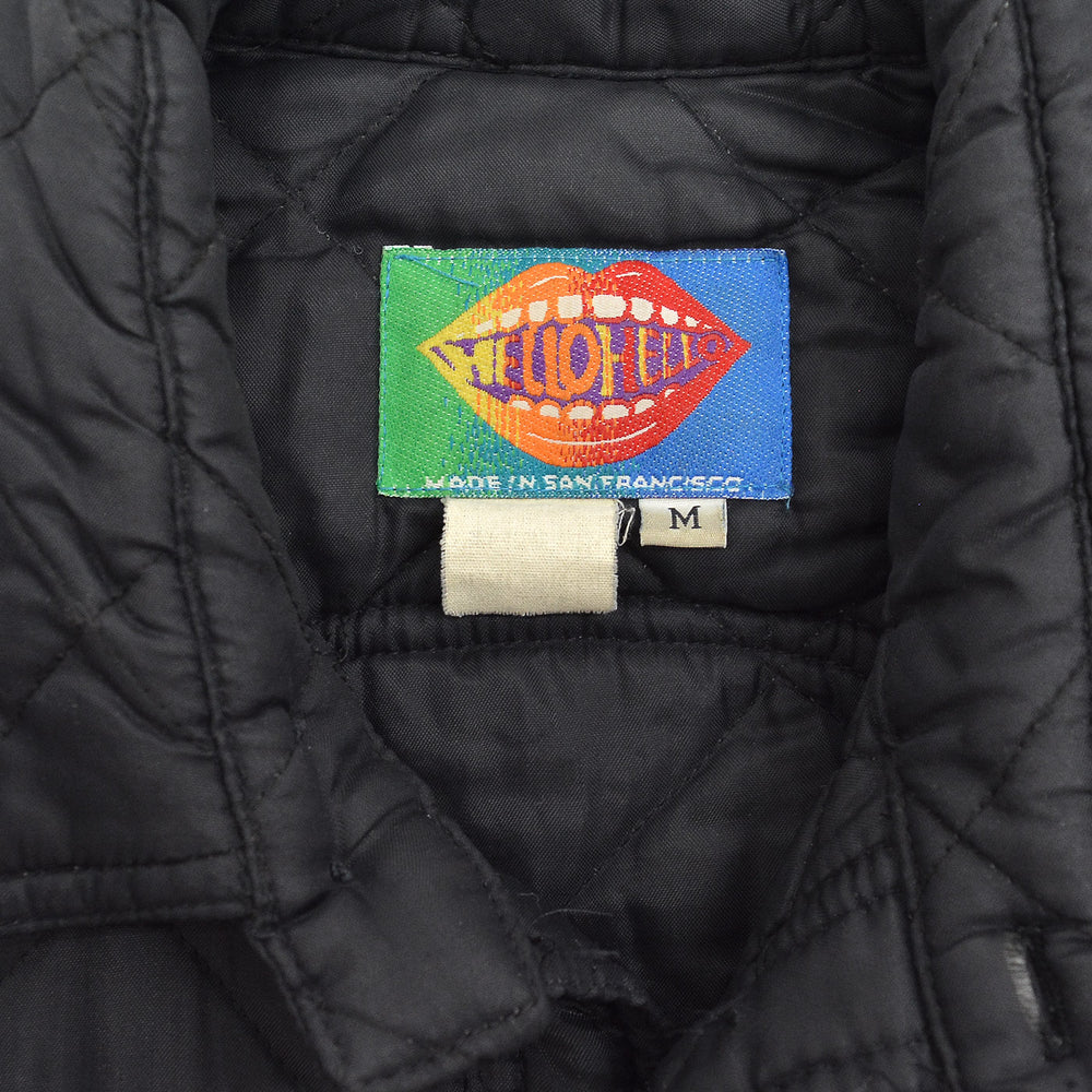 ~1990's HELLO HELLO BLACK QUILTING WORK SHIRT / CHIN STRAP ... M