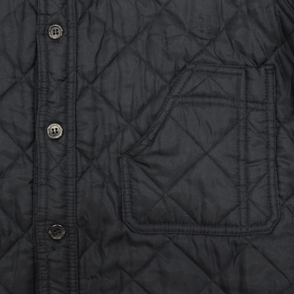 ~1990's HELLO HELLO BLACK QUILTING WORK SHIRT / CHIN STRAP ... M