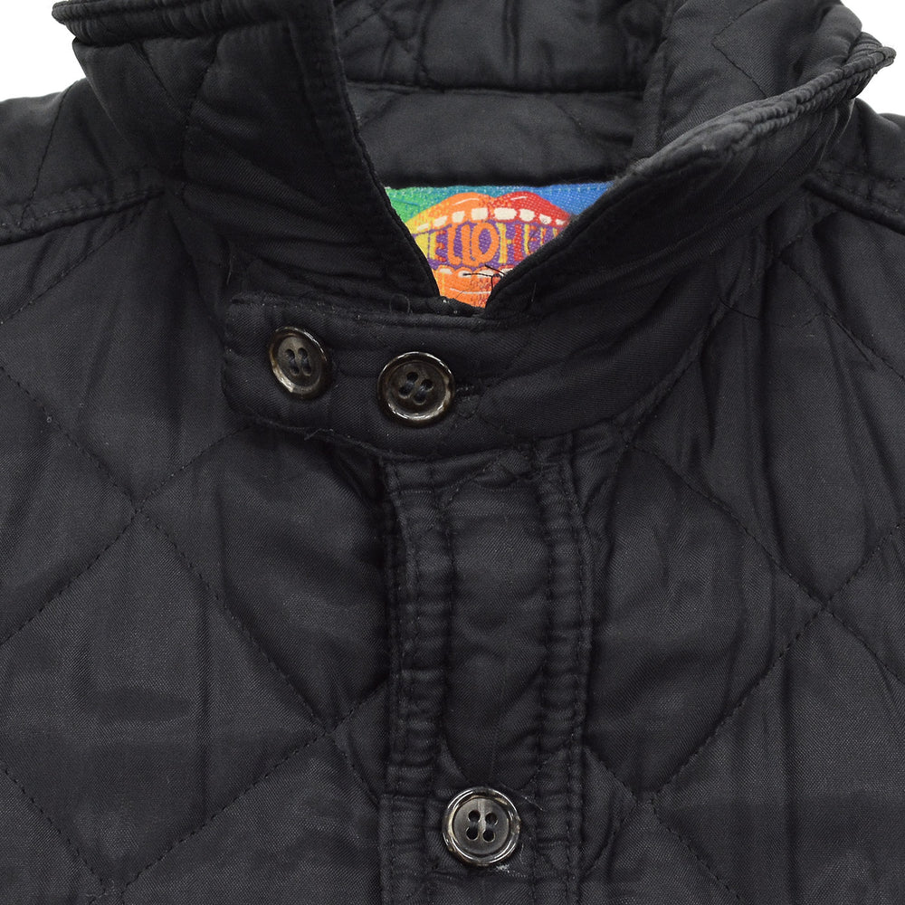 ~1990's HELLO HELLO BLACK QUILTING WORK SHIRT / CHIN STRAP ... M