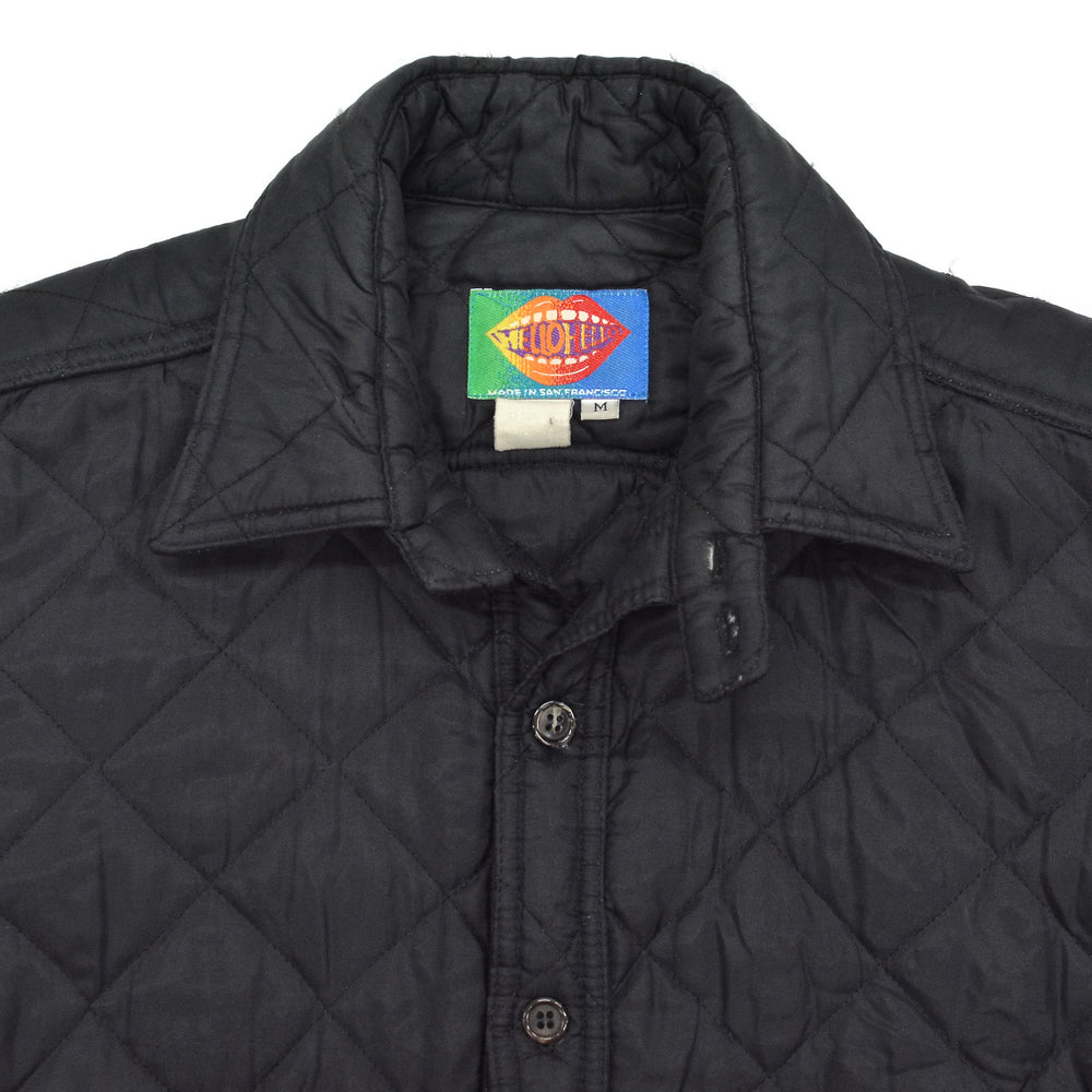 ~1990's HELLO HELLO BLACK QUILTING WORK SHIRT / CHIN STRAP ... M