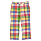 1970's THOMSON INDIA MADRAS MULTI COLOR BLOCK PANTS ... W35.5/L28.5