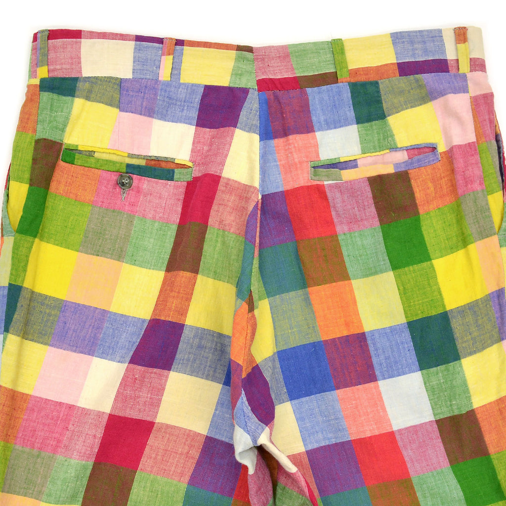 1970's THOMSON INDIA MADRAS MULTI COLOR BLOCK PANTS ... W35.5/L28.5