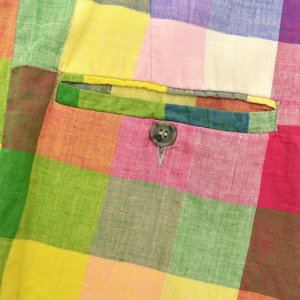 1970's THOMSON INDIA MADRAS MULTI COLOR BLOCK PANTS ... W35.5/L28.5