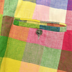 1970's THOMSON INDIA MADRAS MULTI COLOR BLOCK PANTS ... W35.5/L28.5