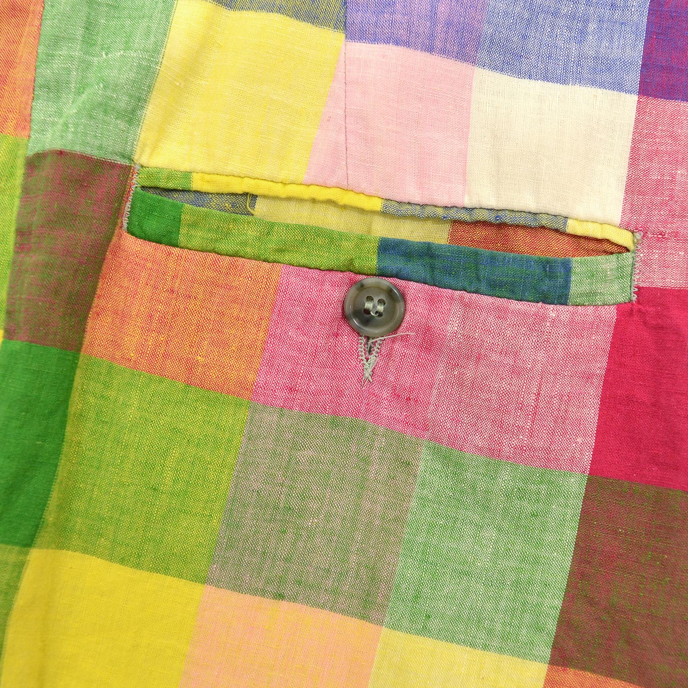 1970's THOMSON INDIA MADRAS MULTI COLOR BLOCK PANTS ... W35.5/L28.5
