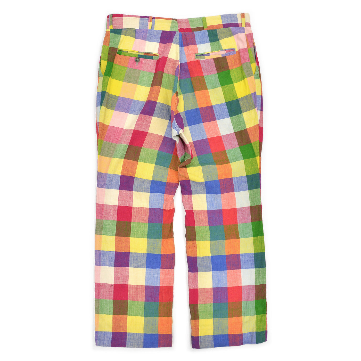 1970's THOMSON INDIA MADRAS MULTI COLOR BLOCK PANTS ... W35.5/L28.5