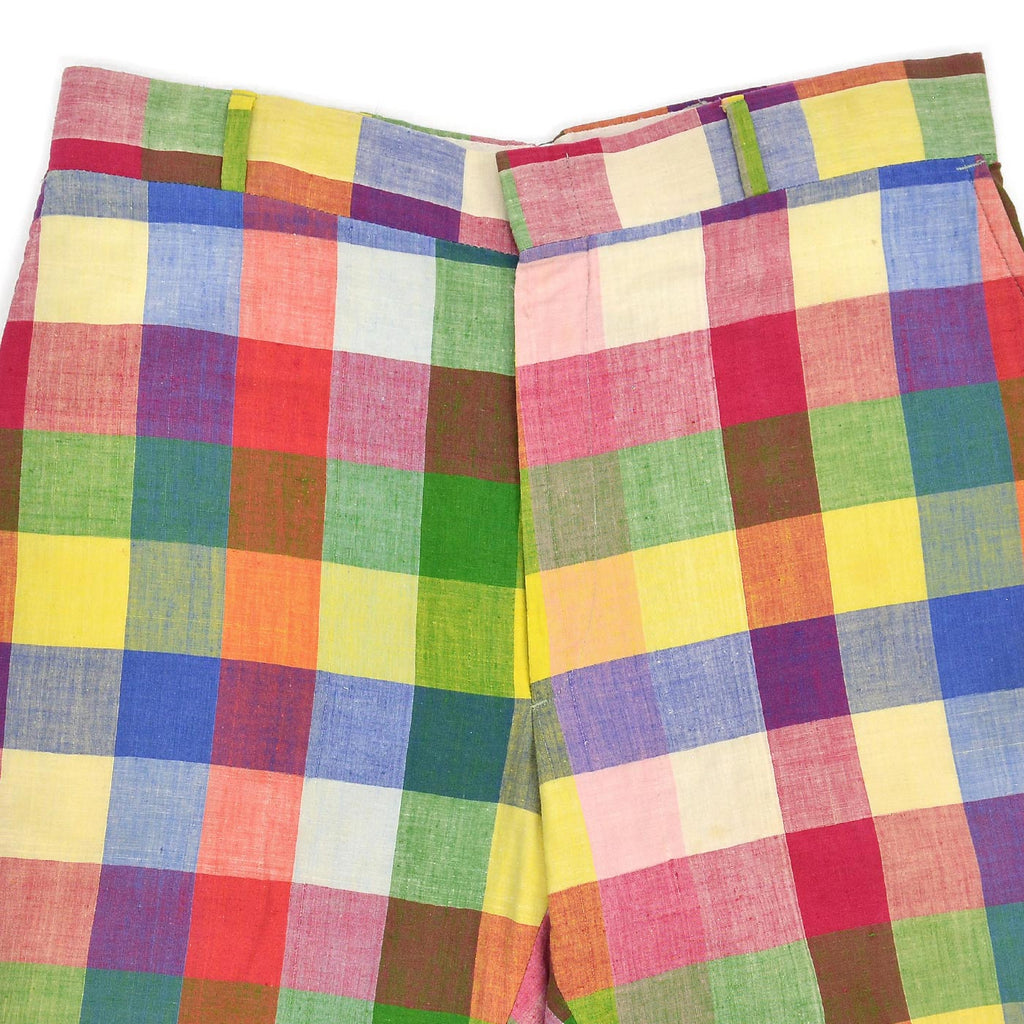 1970's THOMSON INDIA MADRAS MULTI COLOR BLOCK PANTS ... W35.5/L28.5