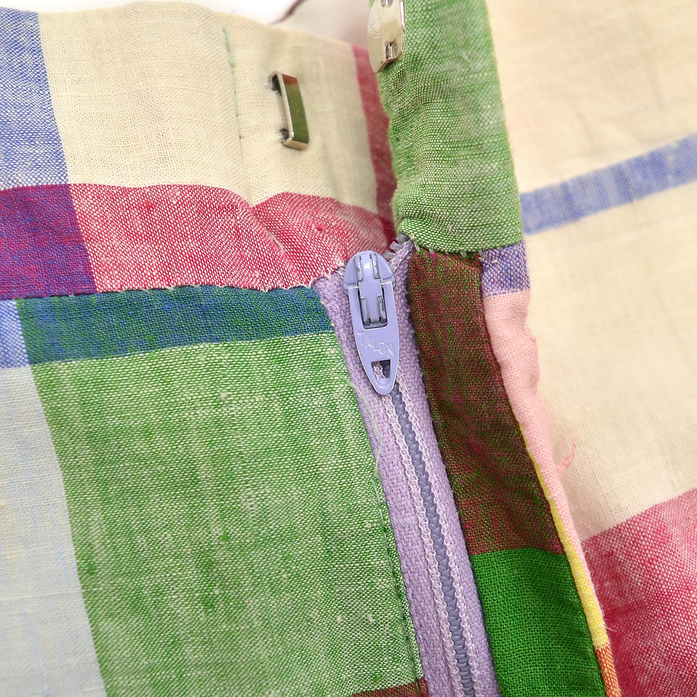 1970's THOMSON INDIA MADRAS MULTI COLOR BLOCK PANTS ... W35.5/L28.5