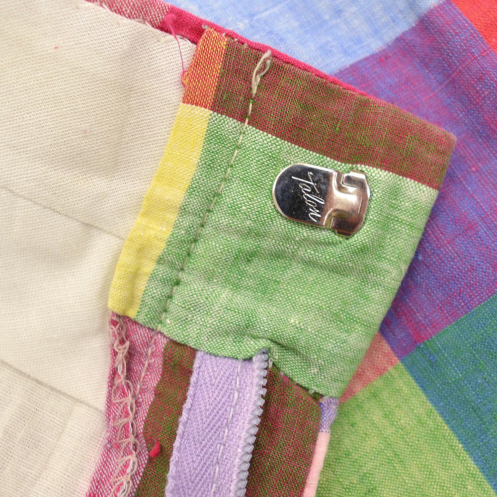 1970's THOMSON INDIA MADRAS MULTI COLOR BLOCK PANTS ... W35.5/L28.5