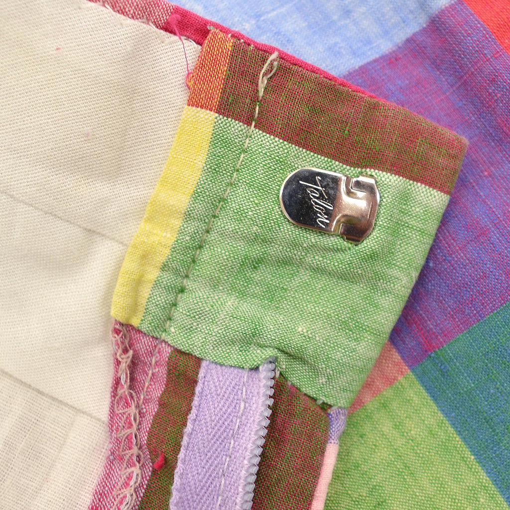1970's THOMSON INDIA MADRAS MULTI COLOR BLOCK PANTS ... W35.5/L28.5