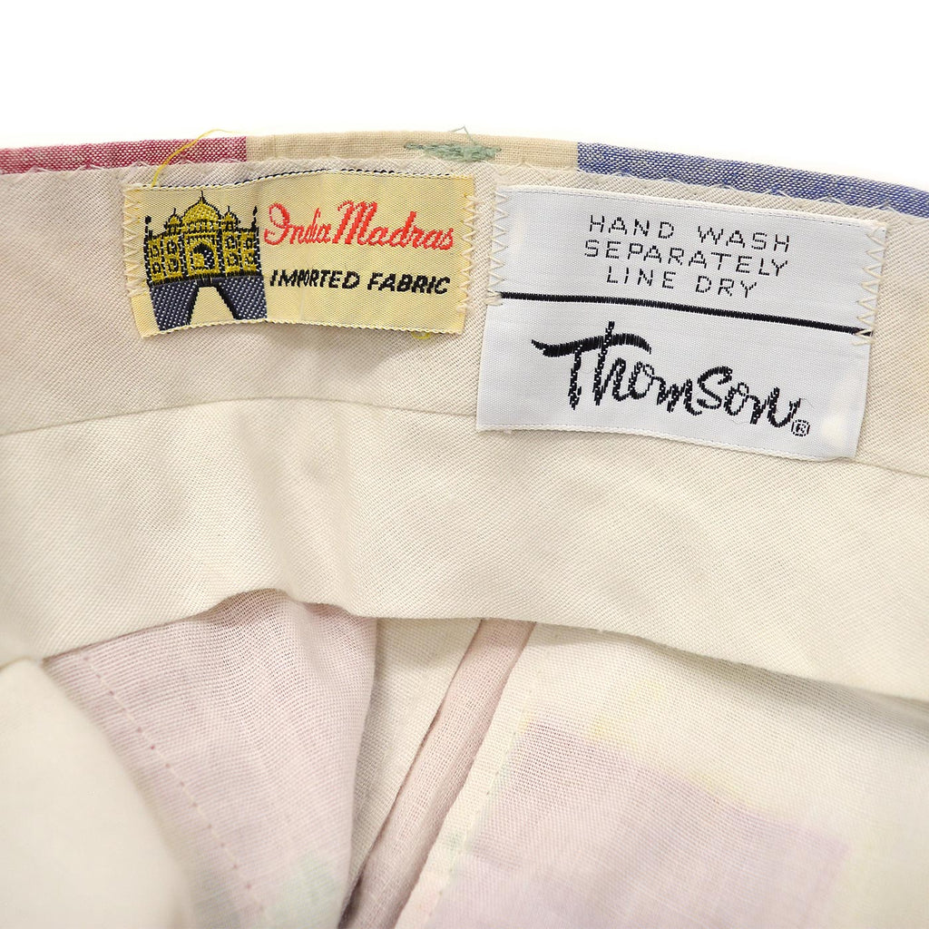 1970's THOMSON INDIA MADRAS MULTI COLOR BLOCK PANTS ... W35.5/L28.5
