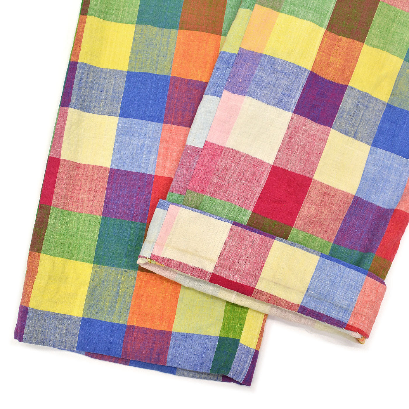 1970's THOMSON INDIA MADRAS MULTI COLOR BLOCK PANTS ... W35.5/L28.5