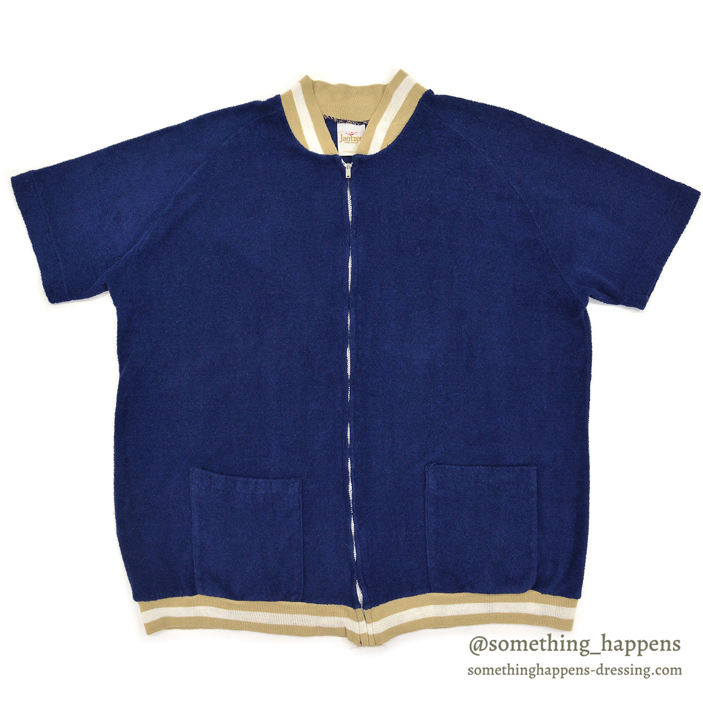 1970's JANTZEN TERRY CLOTH ZIP-UP SHIRT ... L