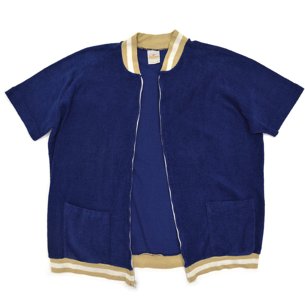 1970's JANTZEN TERRY CLOTH ZIP-UP SHIRT ... L