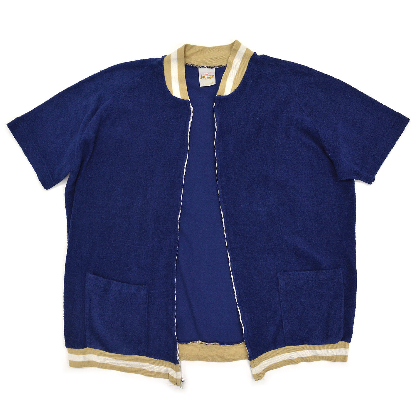 1970's JANTZEN TERRY CLOTH ZIP-UP SHIRT ... L