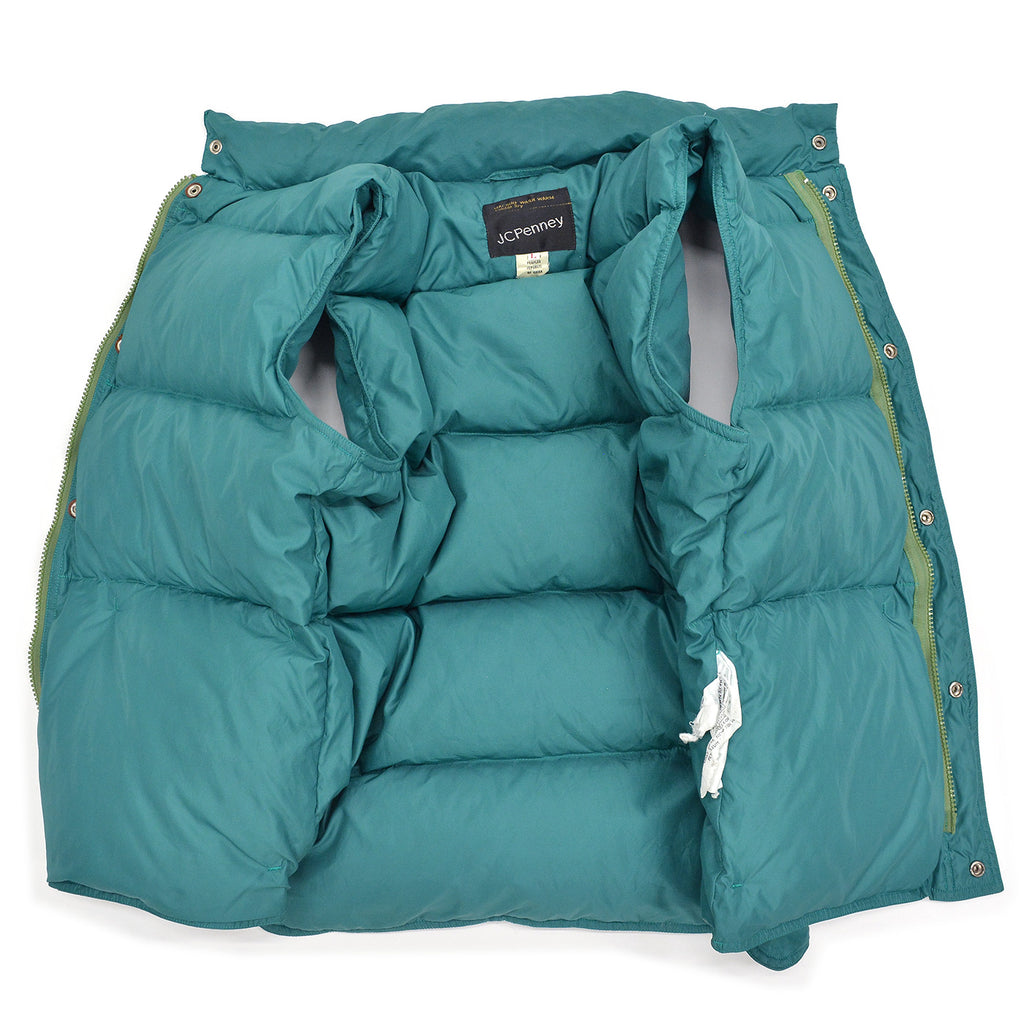 ~1990's JC PENNEY DOWN VEST / DEEP TEAL GREEN ... L