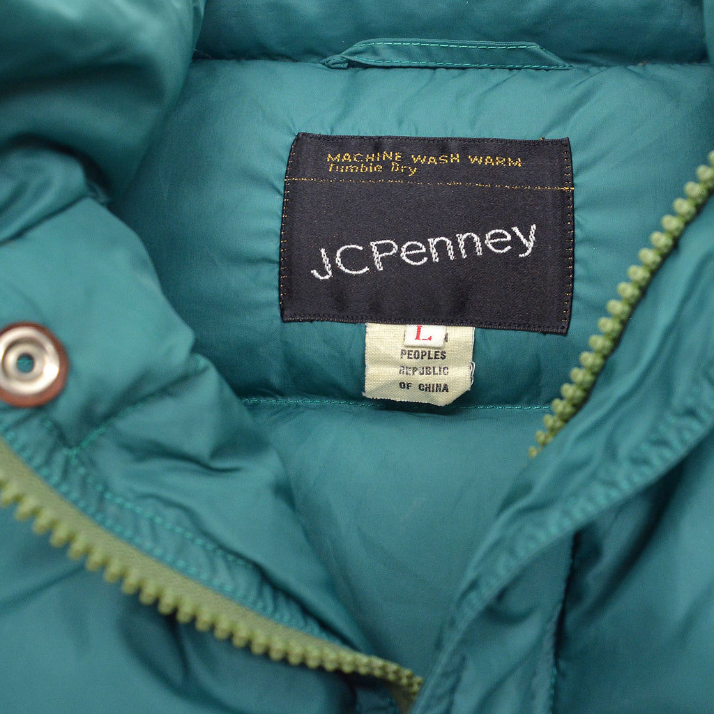 ~1990's JC PENNEY DOWN VEST / DEEP TEAL GREEN ... L