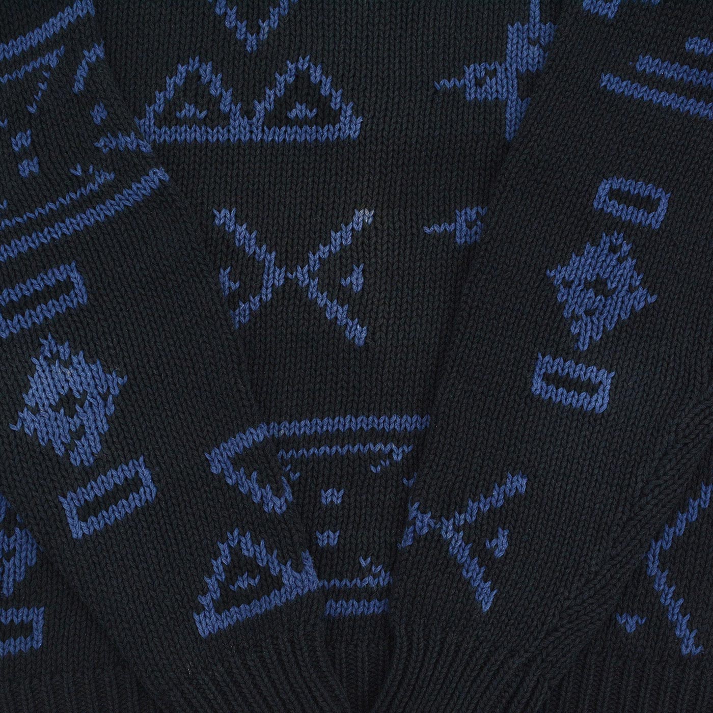 1980's J.CREW NATIVE PATTERN LINEN COTTON SWEATER / BLACK AND BLUE ... M
