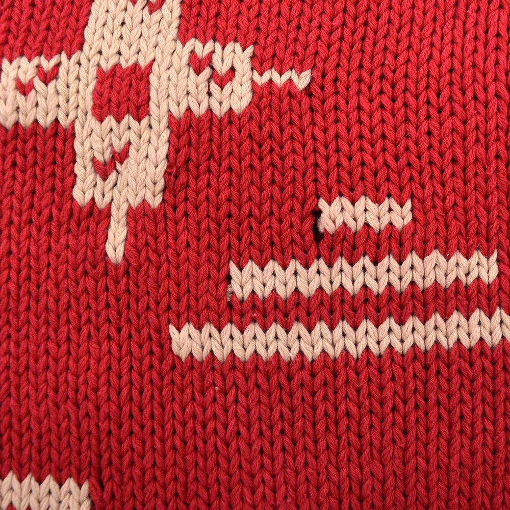 1980s J.CREW NATIVE PATTERN LINEN COTTON SWEATER / RED AND WHITE ... M