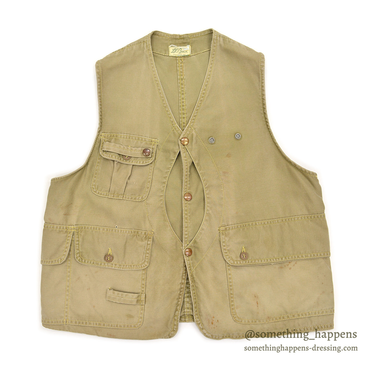 LL Bean ハーフムーン フィッシングベスト 60s 1960's L.L.BEAN HALF MOON POCKET FISHING VEST / TWO-TONE