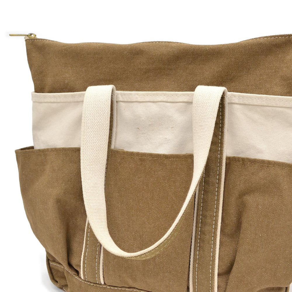 L.L.BEAN ZIP-TOP PICNIC TOTE / BROWN DENIM ...