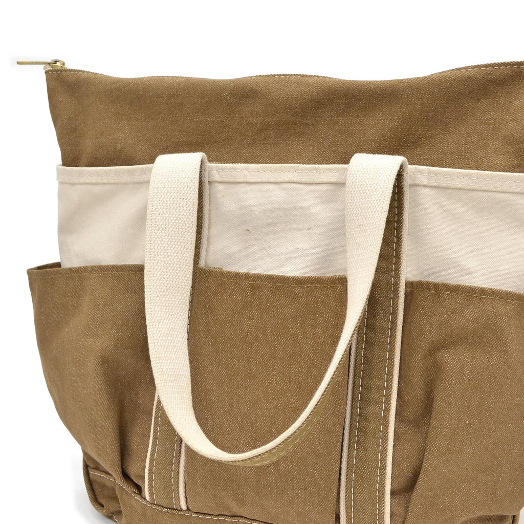 L.L.BEAN ZIP-TOP PICNIC TOTE / BROWN DENIM ...