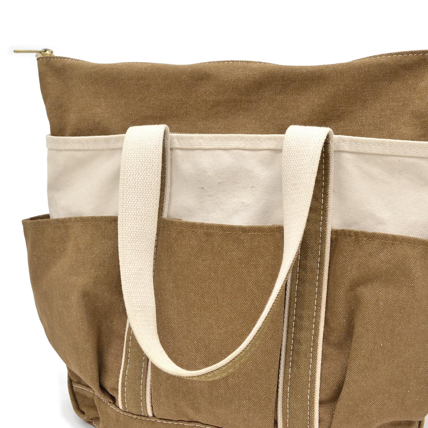 L.L.BEAN ZIP-TOP PICNIC TOTE / BROWN DENIM ...
