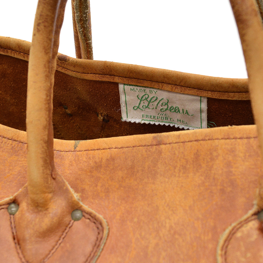 1960's L.L.BEAN LEATHER CARRYALL BAG / BEAUTIFUL PATINA ... MEDIUM