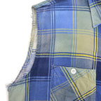 1960s MONTGOMERY WARD PLAID PRINT FLANNEL SHIRT / CUT-OFF ... M