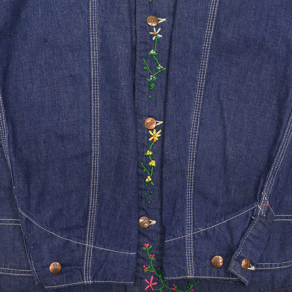 1960s~ MONTGOMERY WARD HIPPIE EMBROIDERED DENIM COVERALL ... 38