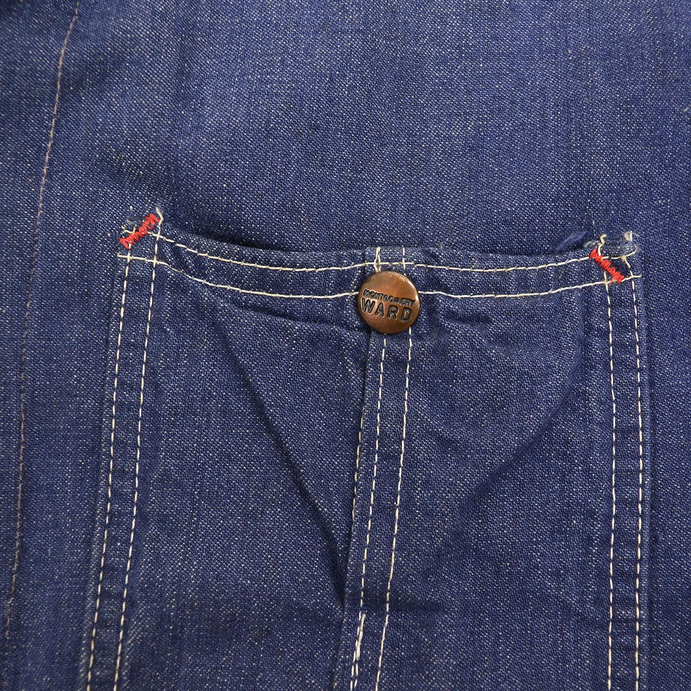 1960s~ MONTGOMERY WARD HIPPIE EMBROIDERED DENIM COVERALL ... 38
