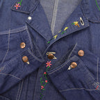 1960's~ MONTGOMERY WARD HIPPIE EMBROIDERED DENIM COVERALL ... 38