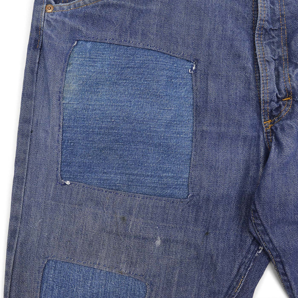 1970's MONTGOMERY WARD PATCHWORK CUSTOMIZED VAT DYE DENIM PANTS ... W37/L29