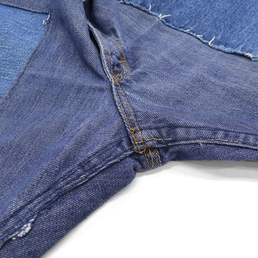 1970's MONTGOMERY WARD PATCHWORK CUSTOMIZED VAT DYE DENIM PANTS ... W37/L29