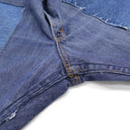 1970's MONTGOMERY WARD PATCHWORK CUSTOMIZED VAT DYE DENIM PANTS ... W37/L29