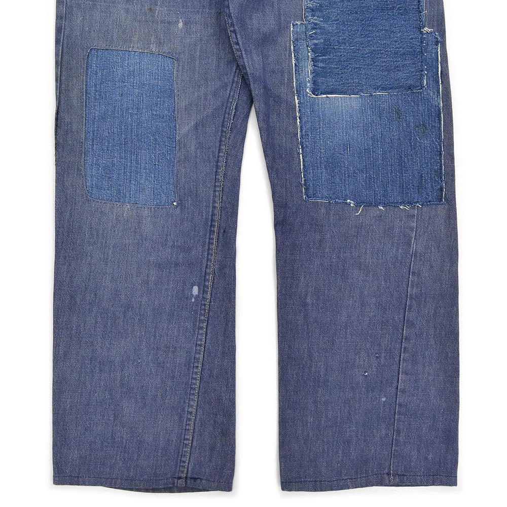 1970's MONTGOMERY WARD PATCHWORK CUSTOMIZED VAT DYE DENIM PANTS ... W37/L29