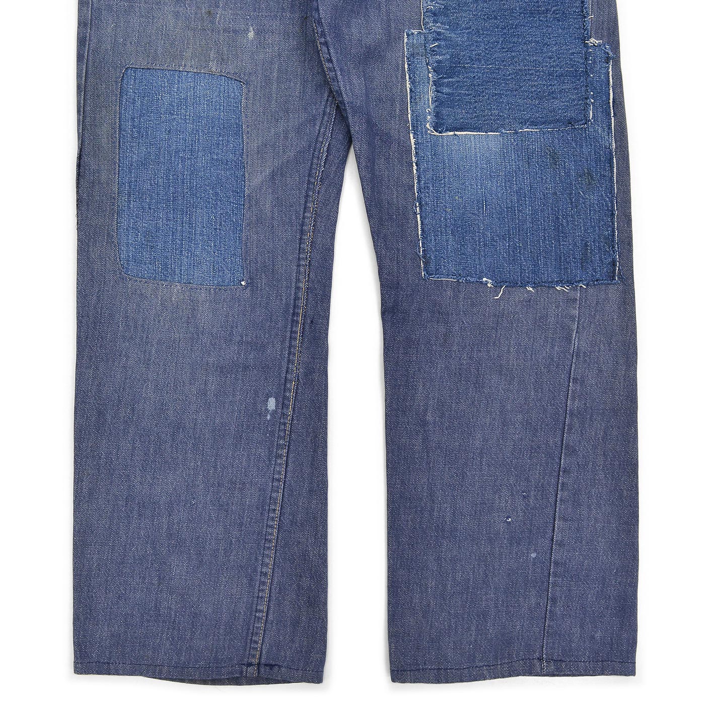 1970's MONTGOMERY WARD PATCHWORK CUSTOMIZED VAT DYE DENIM PANTS ... W37/L29