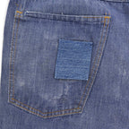 1970's MONTGOMERY WARD PATCHWORK CUSTOMIZED VAT DYE DENIM PANTS ... W37/L29