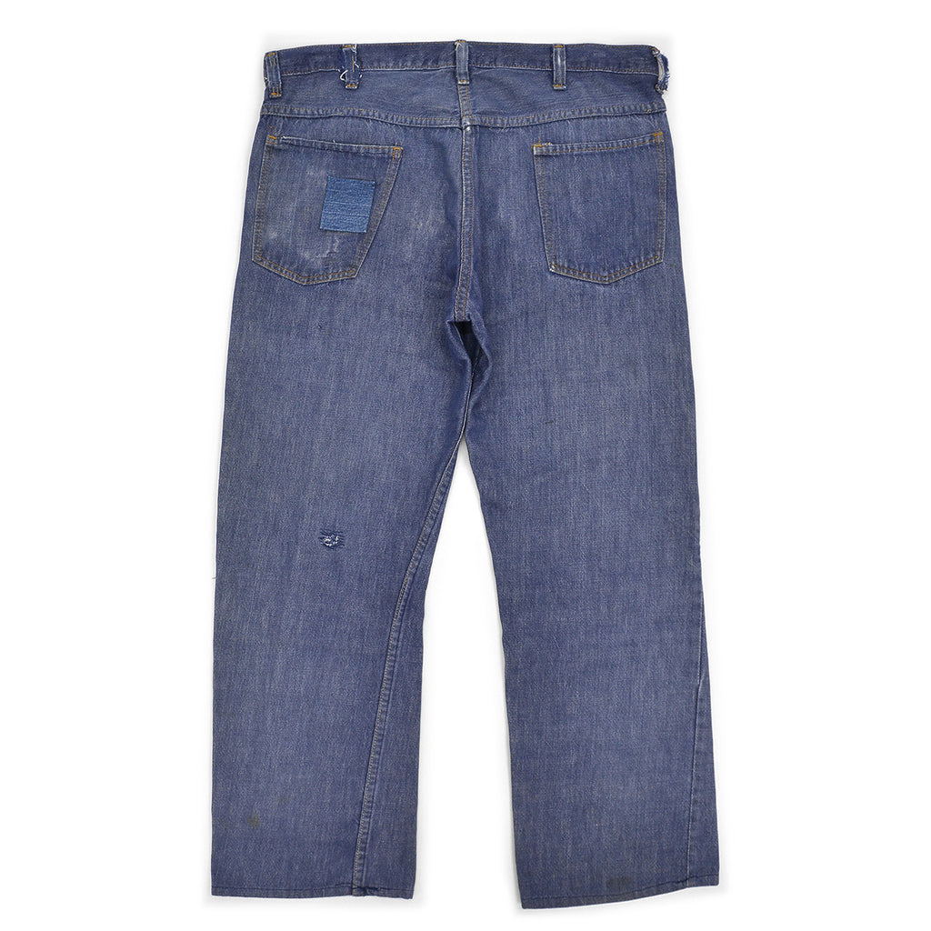 1970's MONTGOMERY WARD PATCHWORK CUSTOMIZED VAT DYE DENIM PANTS ... W37/L29