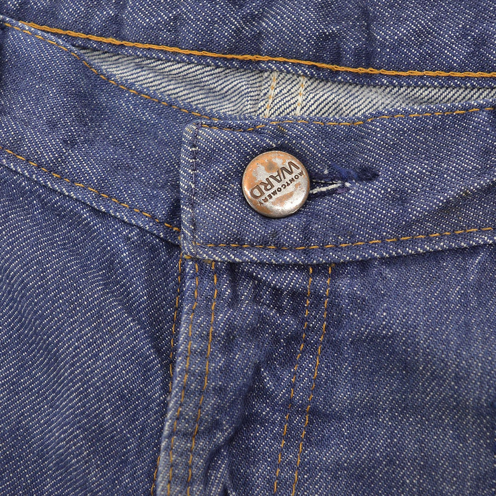 1970's MONTGOMERY WARD PATCHWORK CUSTOMIZED VAT DYE DENIM PANTS ... W37/L29