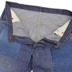 1970's MONTGOMERY WARD PATCHWORK CUSTOMIZED VAT DYE DENIM PANTS ... W37/L29