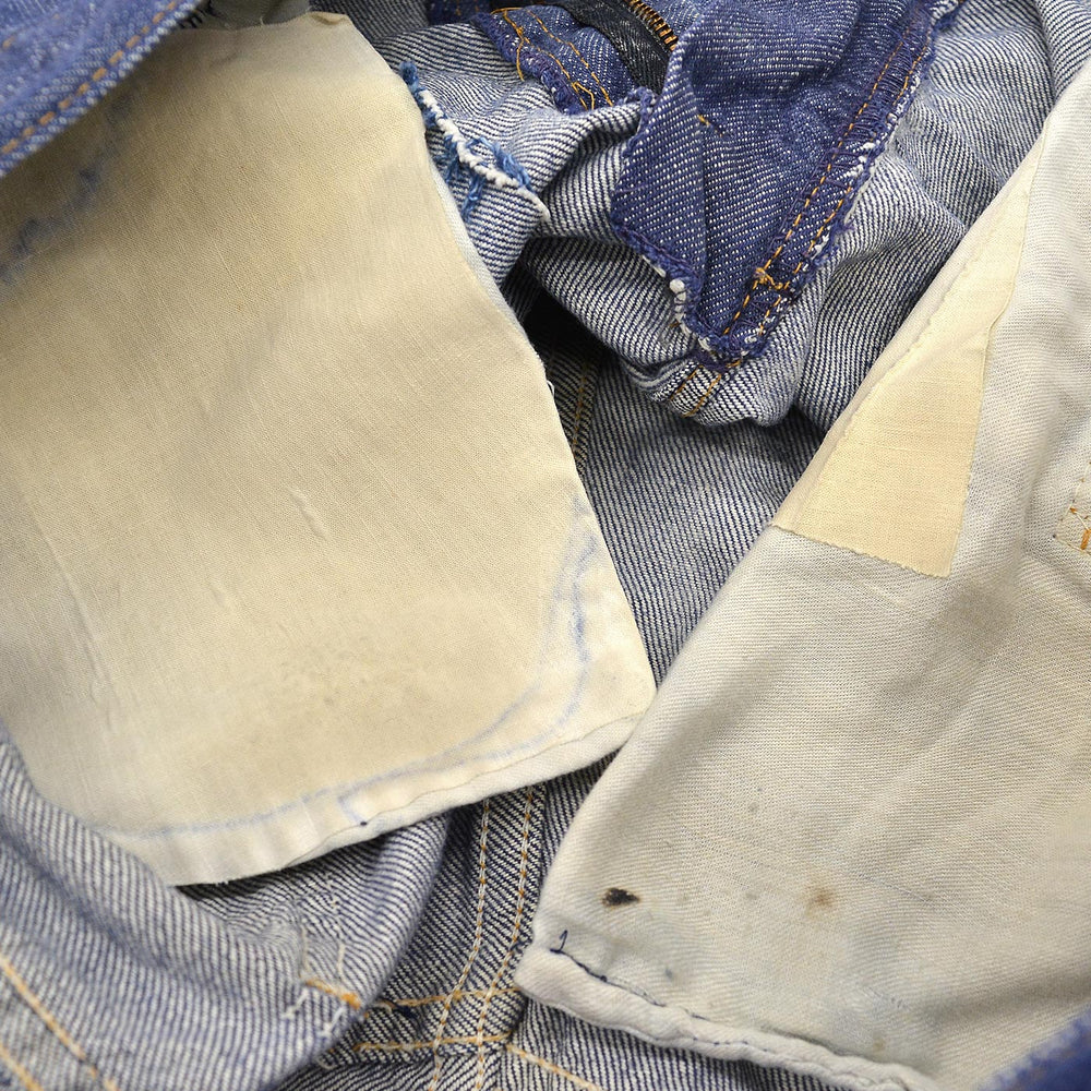 1970's MONTGOMERY WARD PATCHWORK CUSTOMIZED VAT DYE DENIM PANTS ... W37/L29