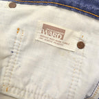 1970's MONTGOMERY WARD PATCHWORK CUSTOMIZED VAT DYE DENIM PANTS ... W37/L29