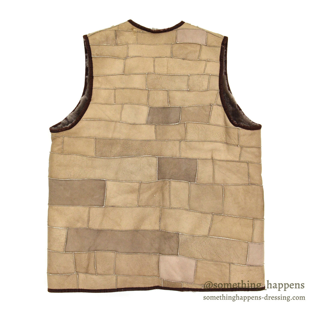 ~1980's OLD RANDOM PATCHWORK SHEARLING VEST...